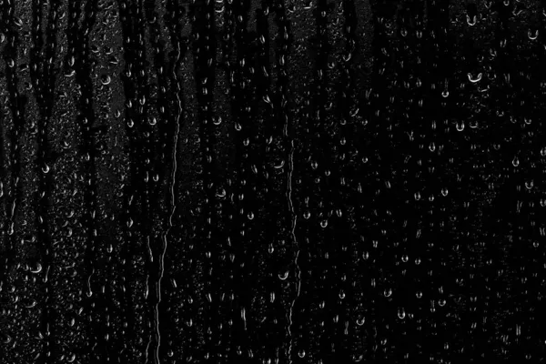 Капли Воды Стекают Поверхности Прозрачного Стекла Черном Фоне Текстура Творчества — стоковое фото