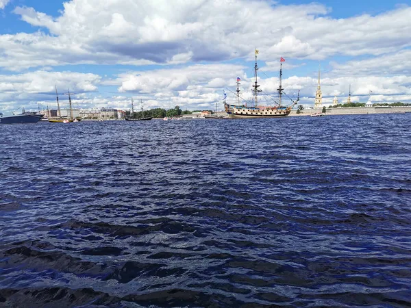 Fragata Vela Poltava Área Agua Neva Para Día Marina San —  Fotos de Stock