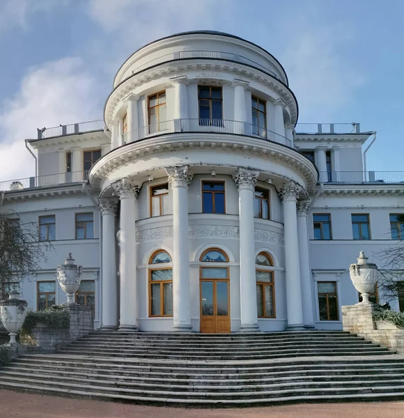 Saint Petersburg Rusko Hlavní Vchod Elaginoostrovského Paláce Schodištěm Kamennými Vázami — Stock fotografie