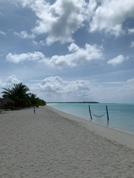 Manhã Nas Maldivas Nas Margens Oceano Índico Com Areia Branca — Fotografia de Stock