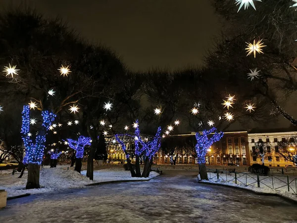 Санкт Петербург Росія Мала Морська Вулиця Прикрашена Садами Різдво Новий — стокове фото