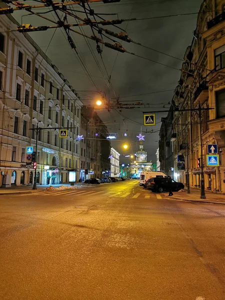 Saint Petersburg Russia Gorokhovaya Street Decorated Stars Christmas New Year — Stock Photo, Image