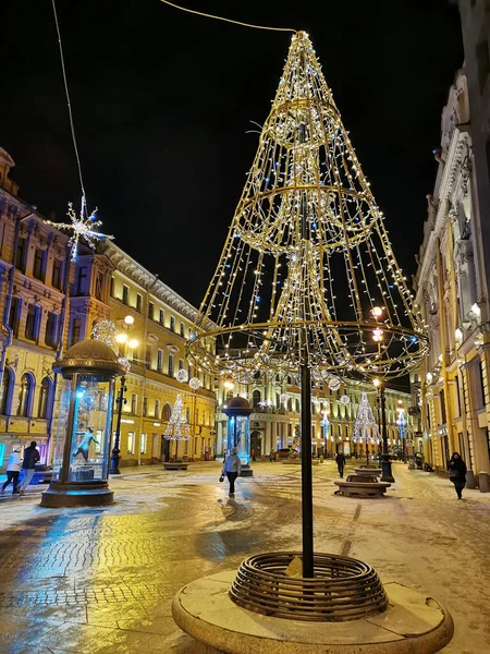 Saint Petersburg Russia Bolshaya Morskaya Street Petersburg Decorated Balls Snowflakes — Stock Photo, Image