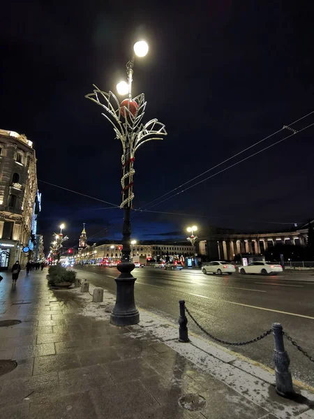 Saint Petersburg Russia Bolshaya Morskaya Street Petersburg Decorated Balls Snowflakes — Foto Stock