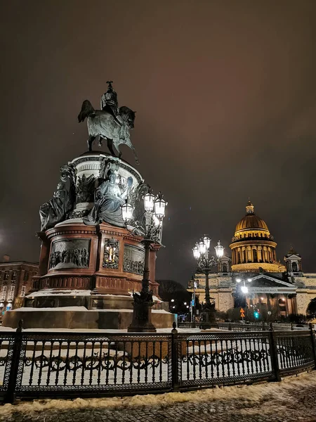 San Petersburgo Rusia Monumento Emperador Nicolás Emperador Rodeado Por Una — Foto de Stock