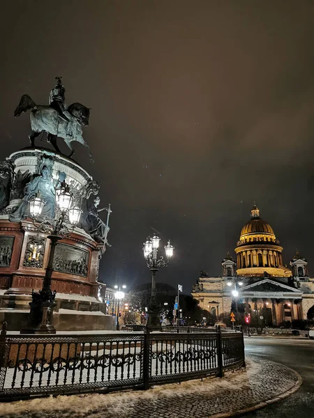 San Petersburgo Rusia Monumento Emperador Nicolás Emperador Rodeado Por Una — Foto de Stock