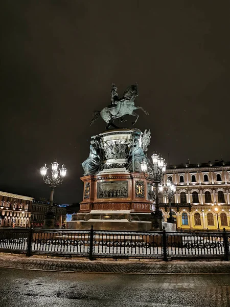 Saint Pétersbourg Russie Monument Nicolas Empereur Toute Russe Entouré Une — Photo