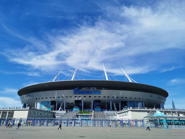 Gazprom Arena Stadion Petersburg Morgen Des Spiels Rahmen Der Fußball Stockbild