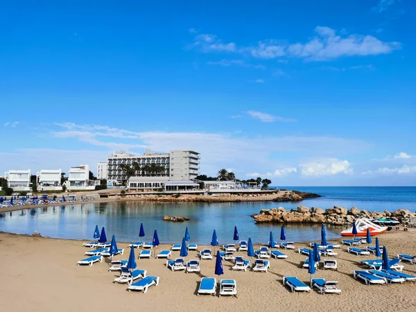 Protaras Zona Famagosta Cipro Panorama Una Spiaggia Sabbiosa Una Baia — Foto Stock