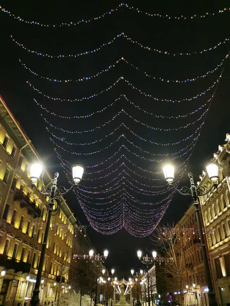 Праздничное Освещение Рождества Нового Года Малой Конюшенной Улице Санкт Петербурге — стоковое фото