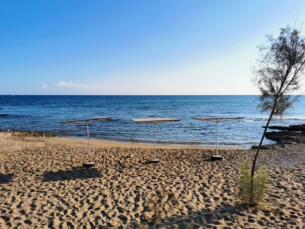 Протарас Район Фамагусты Кипр Небольшой Песчаный Пляж Средиземном Море Тремя — стоковое фото
