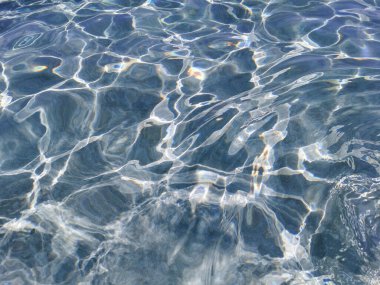 Protaras. Famagusta bölgesi. Kıbrıs. Akdeniz 'in berrak mavi suları incir ağacı koyunda güneş parlıyor. Su arkaplanı.