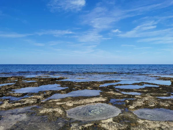 Protaras Famagusta Zypern Lange Erstarrte Lava Das Ufer Des Mittelmeers — Stockfoto