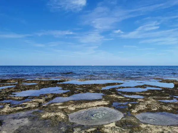 Protaras Zona Famagusta Chipre Larga Lava Endurecida Orilla Del Mar — Foto de Stock