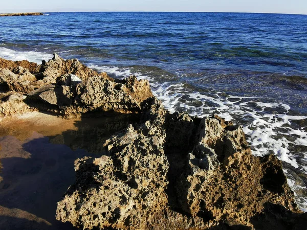 Protaras Zone Famagouste Chypre Lave Durcie Depuis Longtemps Côte Poreuse — Photo