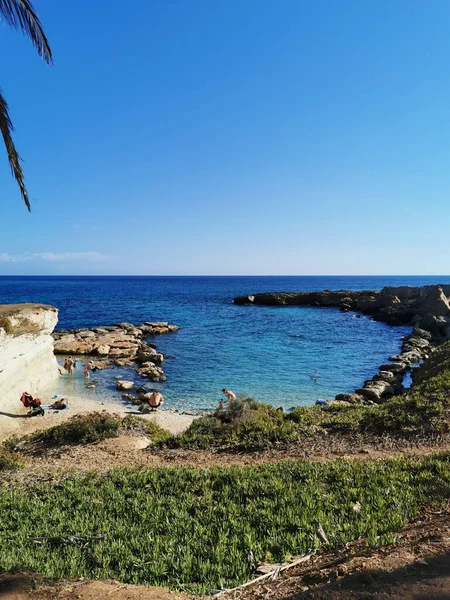 Protaras Chipre Costa Del Mar Mediterráneo Una Cresta Piedra Final —  Fotos de Stock