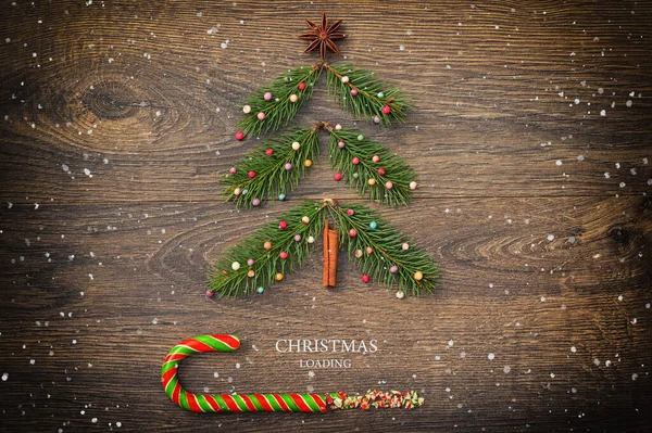 Έννοια Χριστούγεννα Φόρτωση Πάνω Από Ξύλινο Φόντο — Φωτογραφία Αρχείου