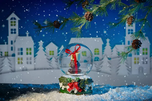 Abstract Snow Globe Gift Chocolate Pralines Christmas — Stock Photo, Image