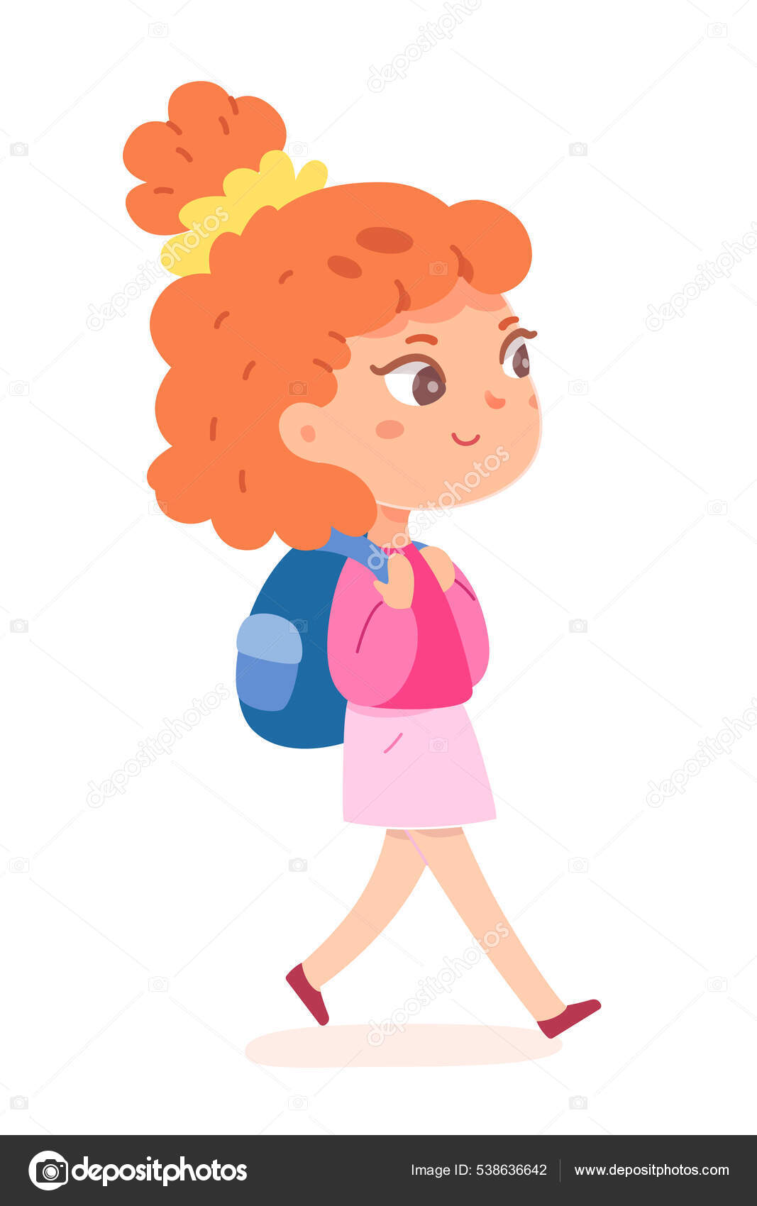 Cute girl walking with schoolbag back to school and study concept