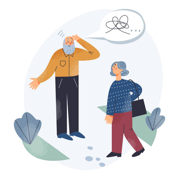 Пожилые люди со слабоумием здоровья, забывчивый человек, нуждающийся в помощи прохожих