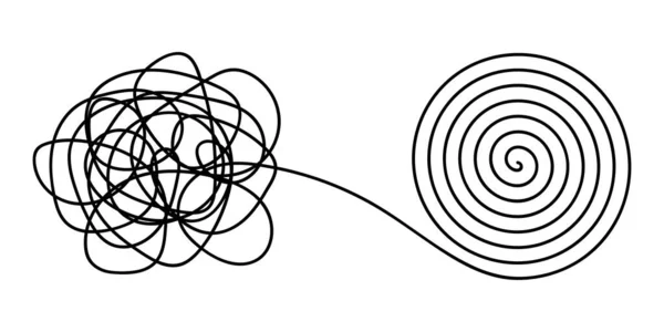 Chaos und Ordnung abstraktes minimalistisches Konzept, Metapher eines desorganisierten schwierigen Problems — Stockvektor