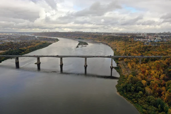 Puente Transporte Través Del Río Nizhny Novgorod Puente Myzinsky Fotografía — Foto de Stock