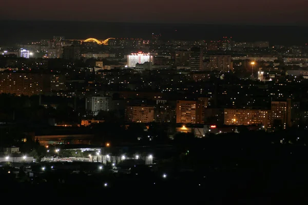 夜城的全景 Nizhny Novgorod 高质量的照片 — 图库照片