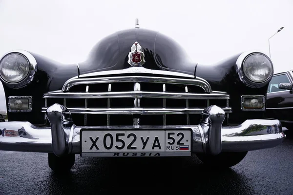 Nizhny Novgorod Ρωσία Ανάχωμα Nizhnevolzhskaya 2021 Μαύρο Ρετρό Αυτοκίνητο Αυτοκίνητο — Φωτογραφία Αρχείου