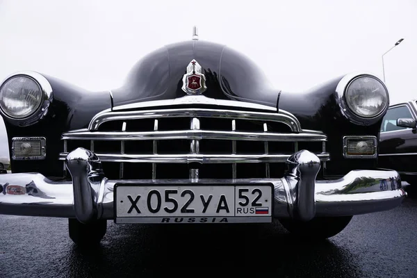 Nijni Novgorod Russie Remblai Nijnevoljskaïa 2021 Voiture Rétro Noire Gorky — Photo