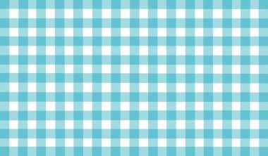 Mavi beyaz turkuaz kareli arka plan. Grafik tasarımı için yer. Damalı doku. Klasik kareli geometrik desen. Renkli kare elementlerin geleneksel süsü. Soyut seçili arkaplan.