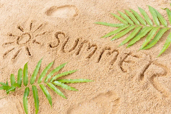 Beach Sand Text Write Summer — Stockfoto