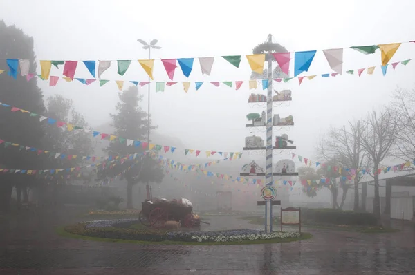 Veduta Praa Das Flores Una Giornata Nebbiosa Nova Petrpolis Rio — Foto Stock