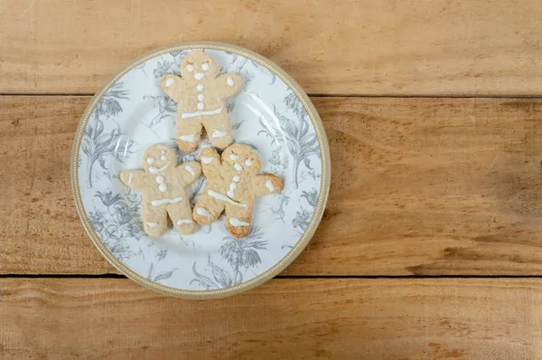 Biscuits Noël Dans Une Assiette Sur Table — Photo