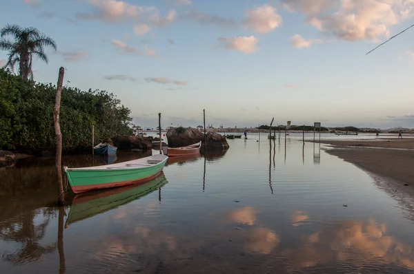 Boote Ankern Rio Madre Guarda Embau — Stockfoto