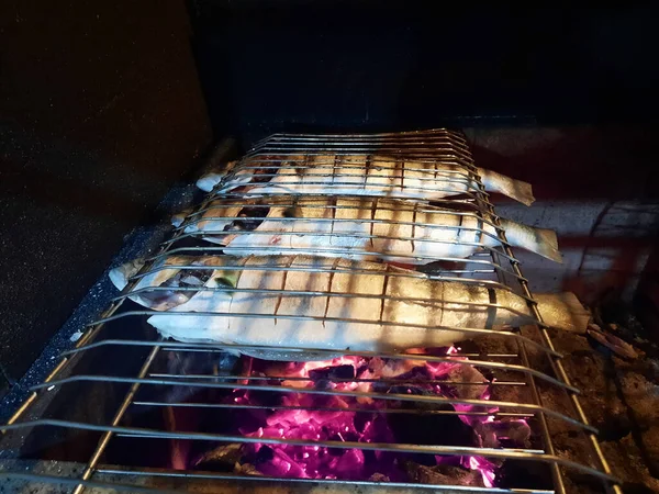 Tainha Grelha Torrada Nas Brasas — Fotografia de Stock