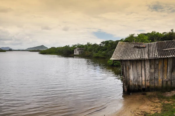 Wooden Old House River — Stock Photo, Image