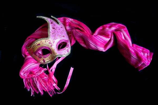 Masque Carnaval Sur Fond Noir — Photo