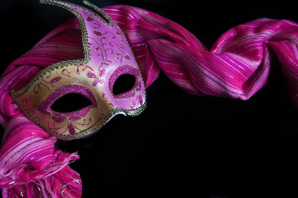 Masque Carnaval Sur Fond Noir — Photo