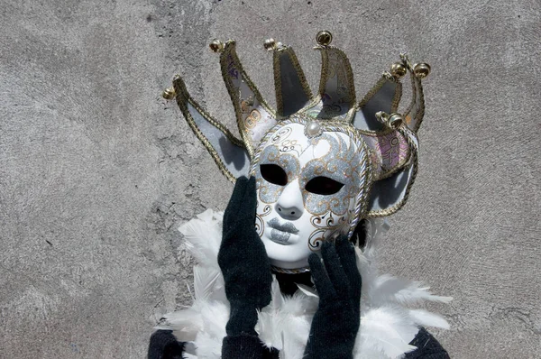 Pessoa Mascarada Para Carnaval Veneza — Fotografia de Stock