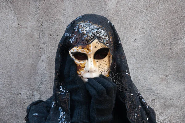 Pessoa Mascarada Para Carnaval Veneza — Fotografia de Stock