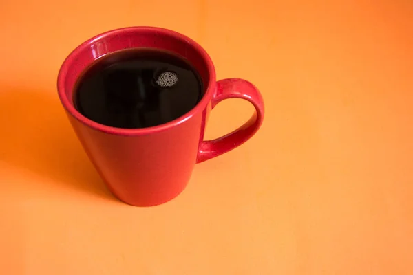 Cup Coffee Orange Background — Stock Photo, Image