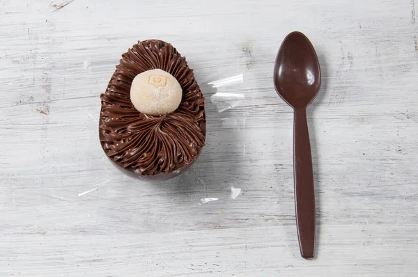 Bolo Chocolate Forma Coração Com Chocolate — Fotografia de Stock