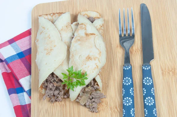 delicious meat pancakes on the table