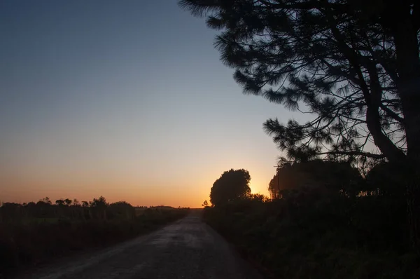Gün batımında dağlarda yol