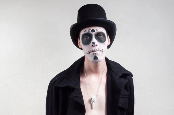 Squelette Vampire Avec Crâne Sur Fond Son Visage — Photo