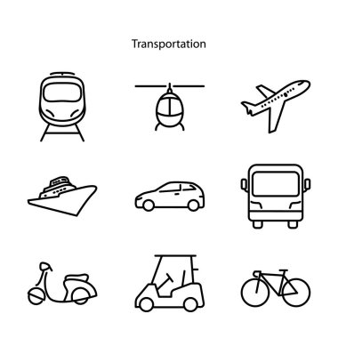 Beyaz arkaplanda taşıma simgeleri. Işınlama hattı simgesi ayarlandı. Işınlama simgeleri. taşıma hattı simgesi ayarlandı.