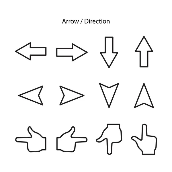 Állítsa Nyíl Ikonok Fehér Háttér Nyíl Jobb Ikon Szimbólum Nyíl — Stock Fotó