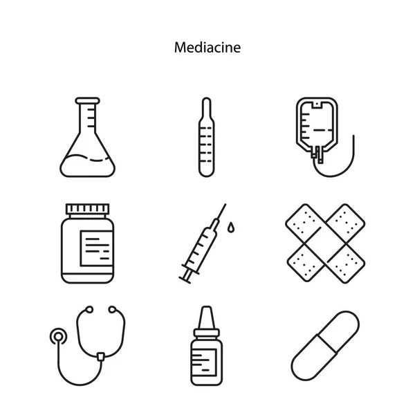 Vektor Illustration Uppsättning Medicinska Ikoner Medicinsk Ikon Isolerad Vit Bakgrund — Stockfoto