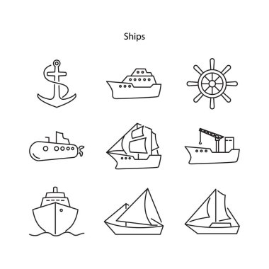 Tekneler ve gemiler Icons set