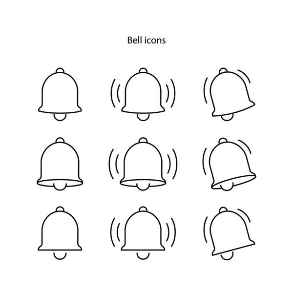 Iconos Campana Aislados Sobre Fondo Blanco Icono Campana Delgada Línea — Foto de Stock